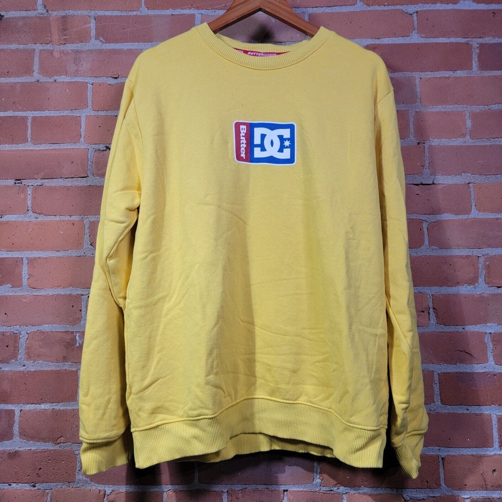 Vintage DC X Buttergoods Crewneck Swestshirt Adult Medium Yellow Skateboarding